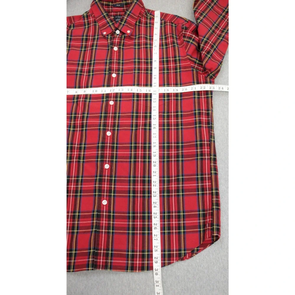 J Crew Shirt Mens Size Large Plaid Long Sleeve Slim Fit Flex‎ Washed Button-Down